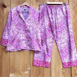 Cruz Natori Pink Floral Pajama Set Sz Medium